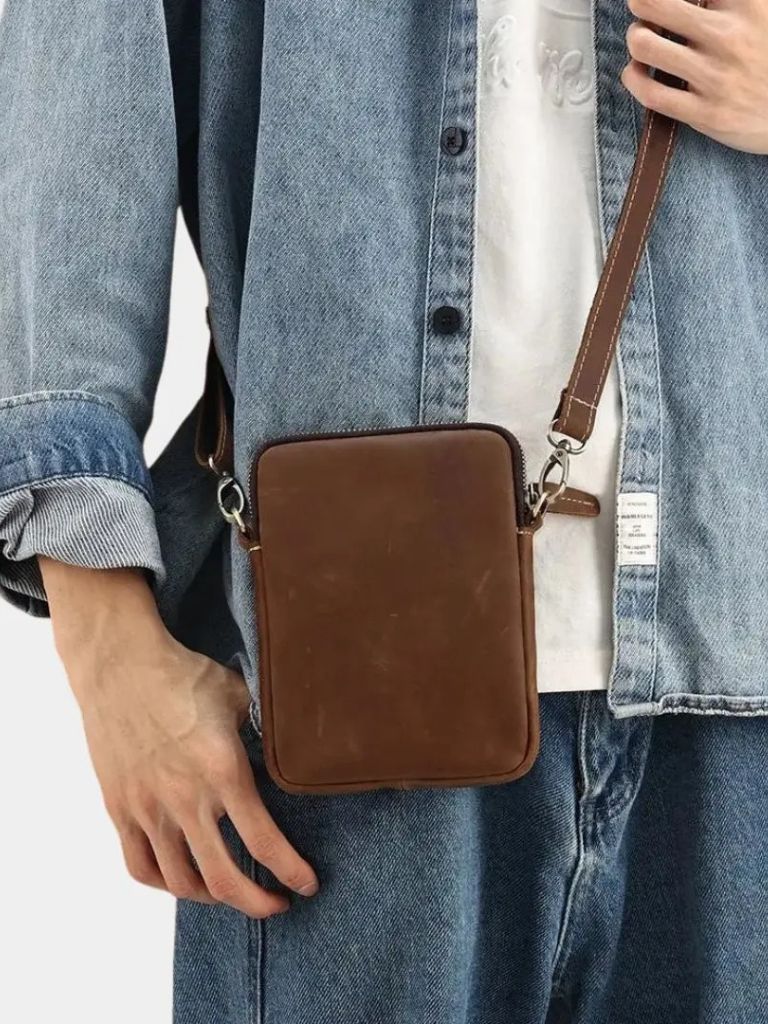 Minimalist Crossbody Leather Bag for Men