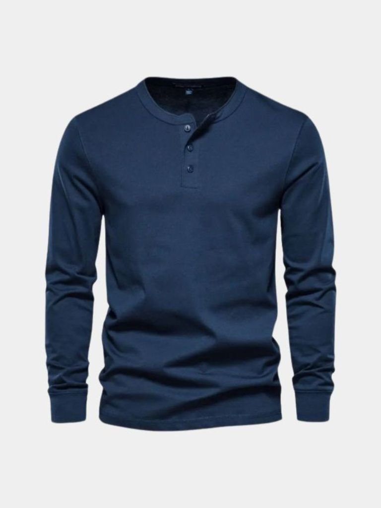 Minimalist Henley Neck Long Sleeve T-Shirt for Men