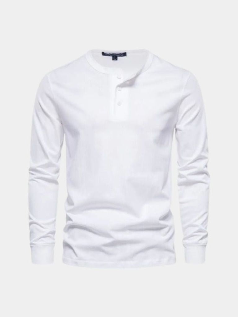 Minimalist Henley Neck Long Sleeve T-Shirt for Men