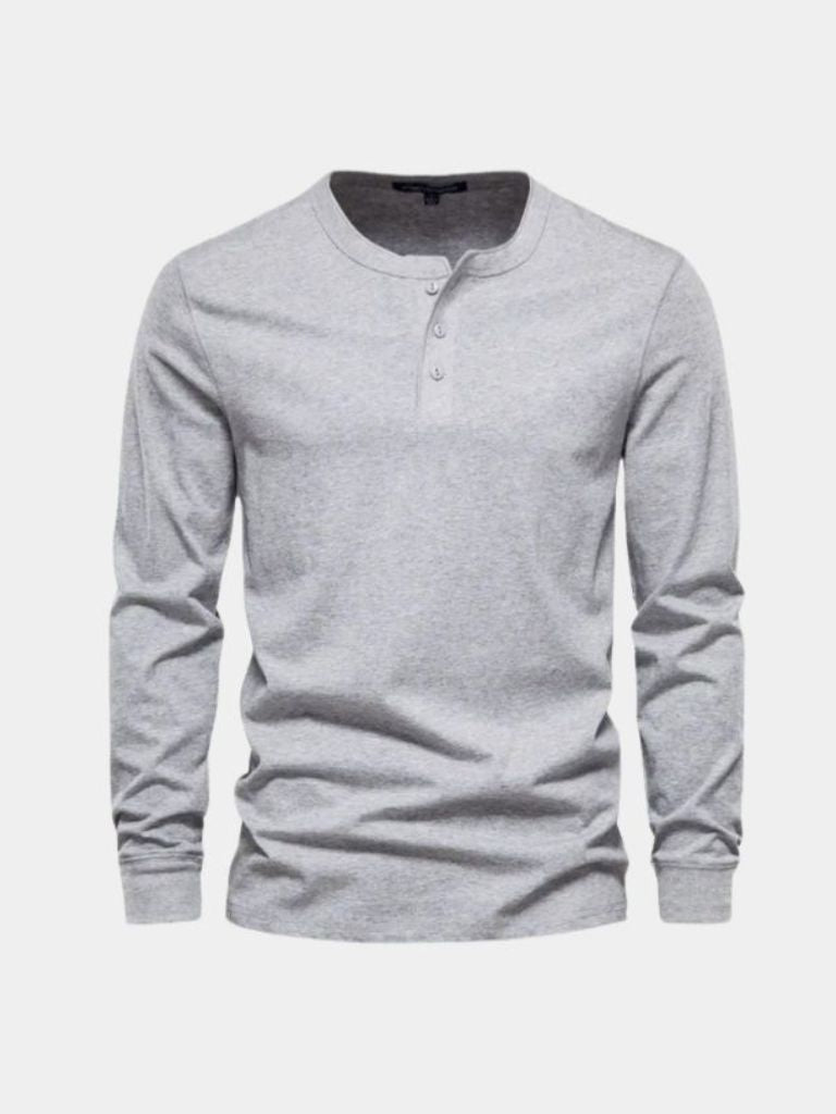 Minimalist Henley Neck Long Sleeve T-Shirt for Men