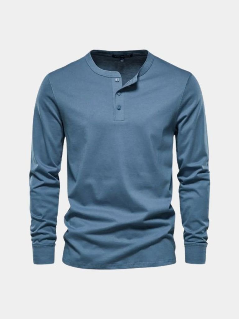 Minimalist Henley Neck Long Sleeve T-Shirt for Men