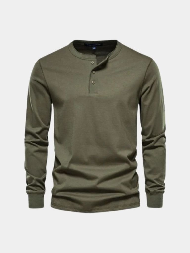 Minimalist Henley Neck Long Sleeve T-Shirt for Men