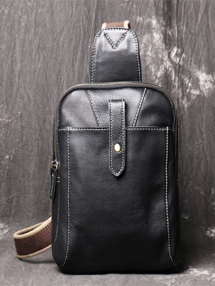 Minimalist Leather Shoulder Bag for Men