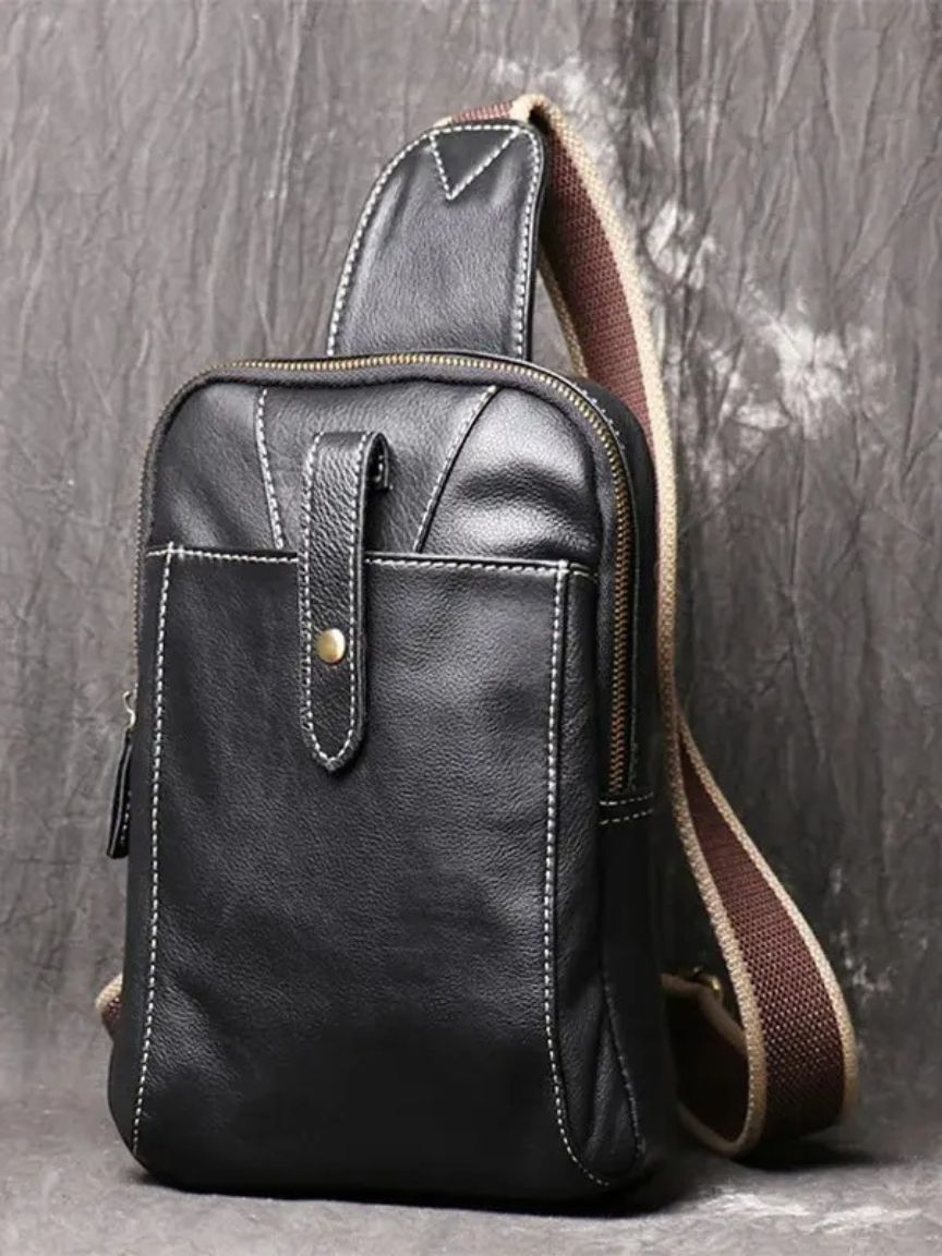 Minimalist Leather Shoulder Bag for Men