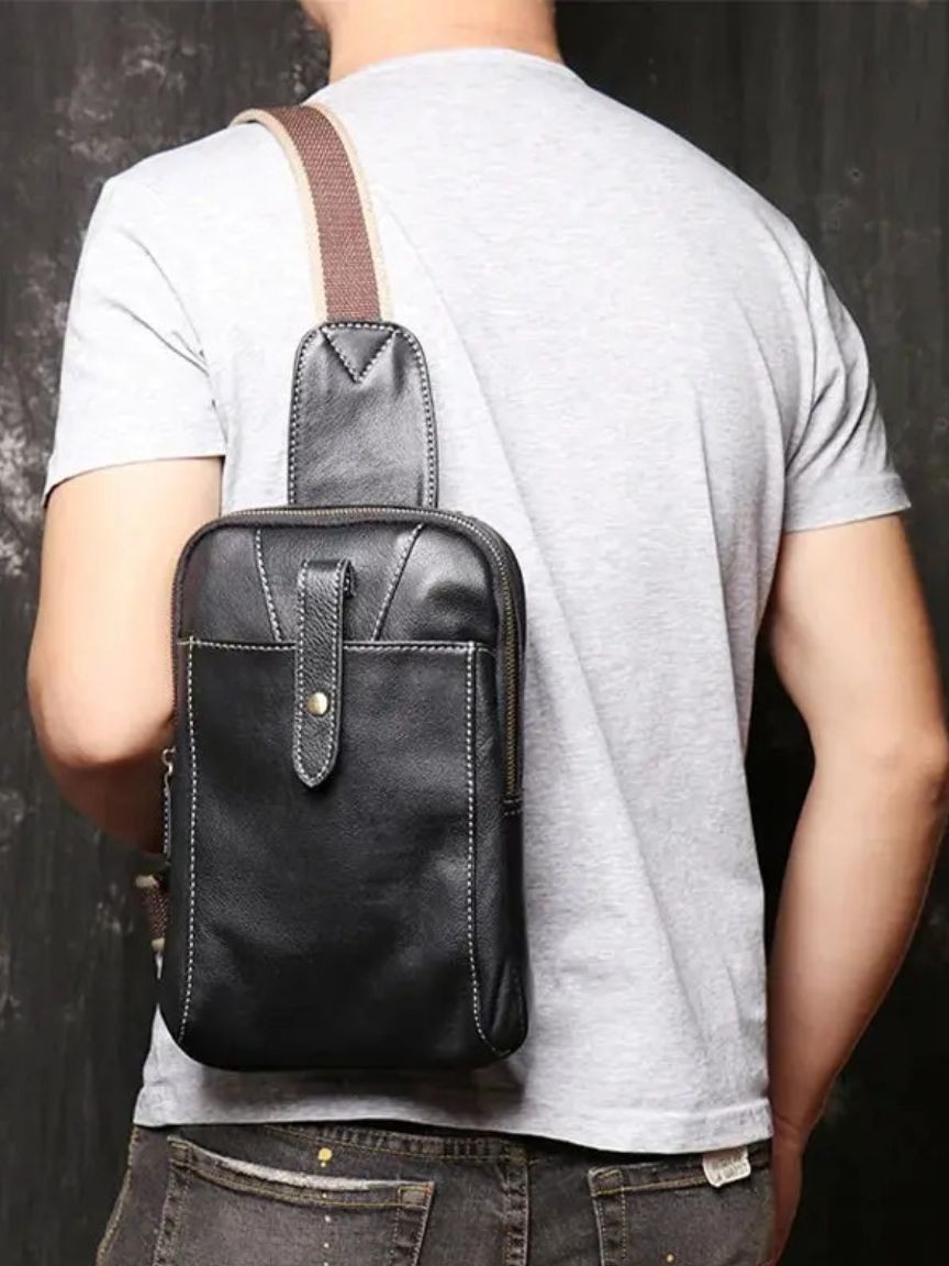 Minimalist Leather Shoulder Bag for Men