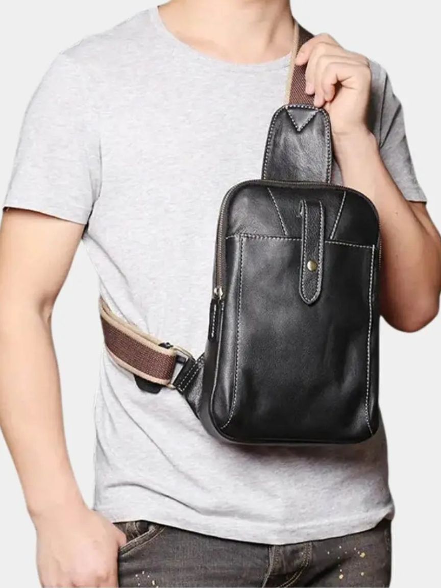 Minimalist Leather Shoulder Bag for Men