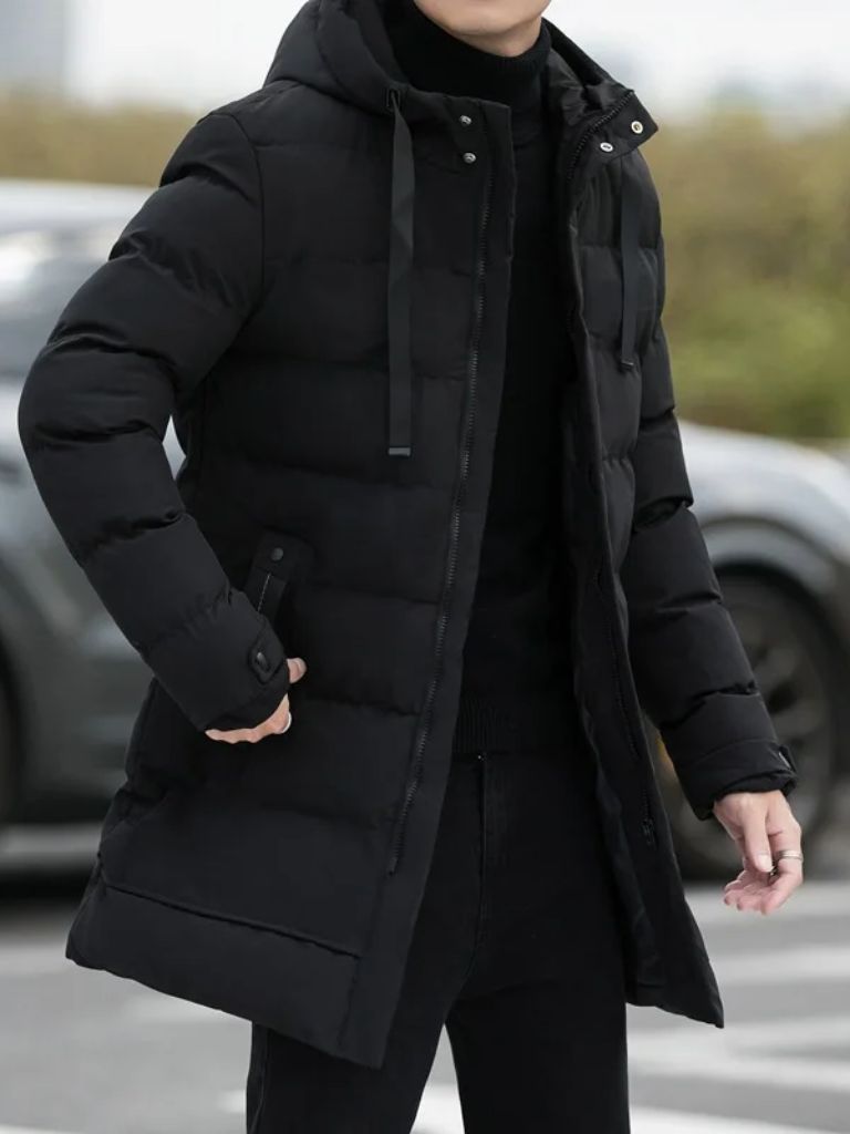 Minimalist Long Puffer Jacket for Men