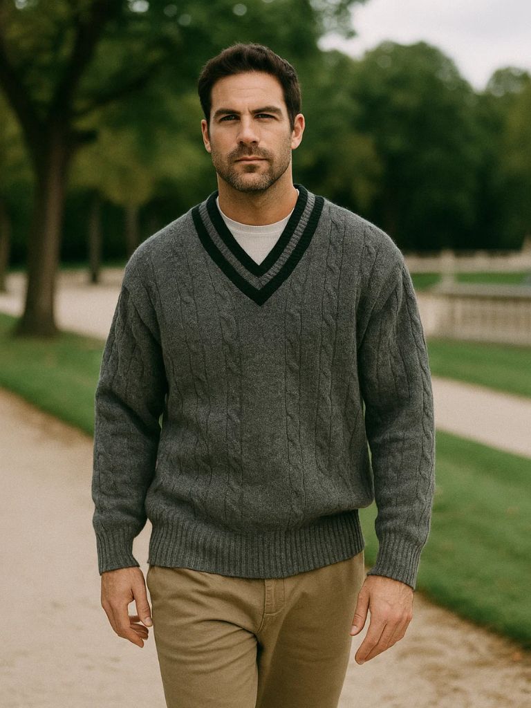 Minimalist V-Neck Sweater for Men