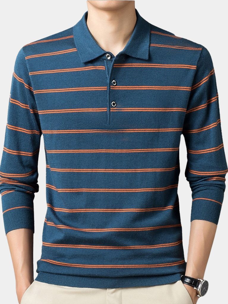 Navy Sunset Striped Polo for Men