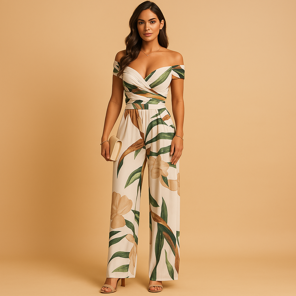 Off-shoulder floral jumpsuit for women | Juliette
