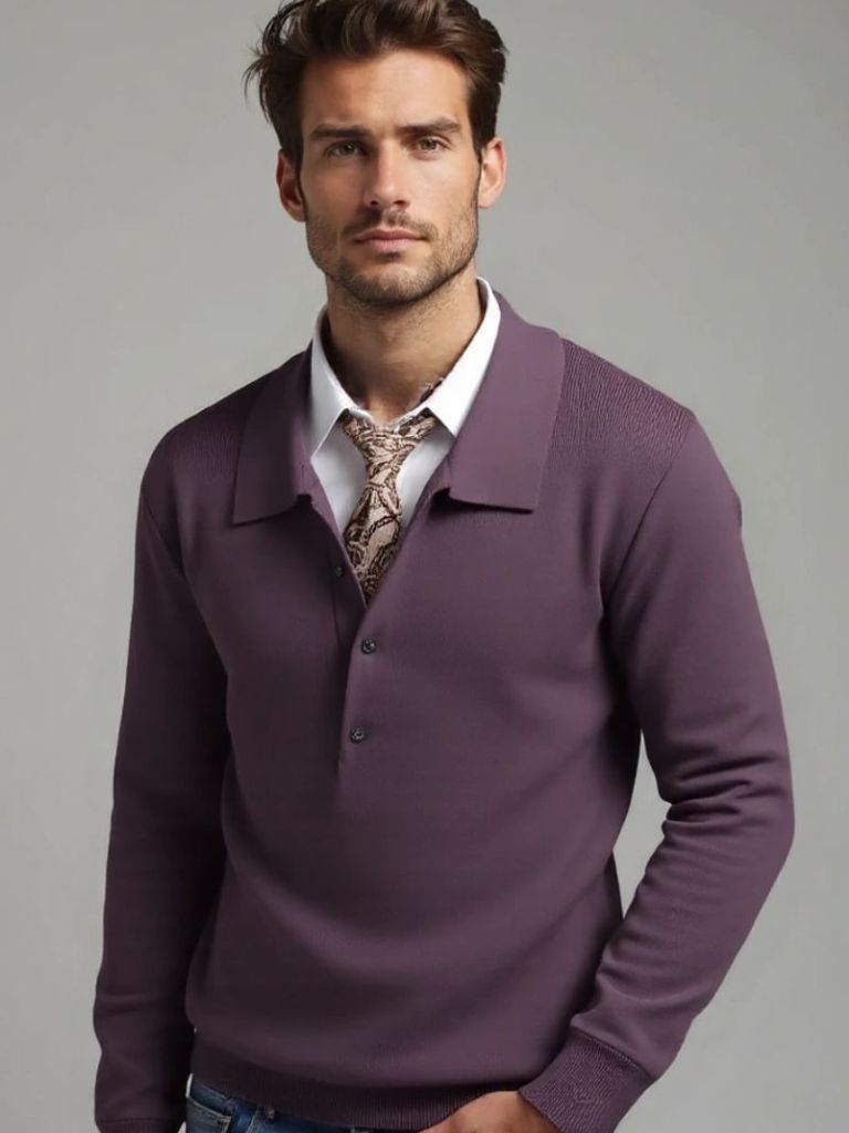 Old Money Knit Polo Sweater for Men