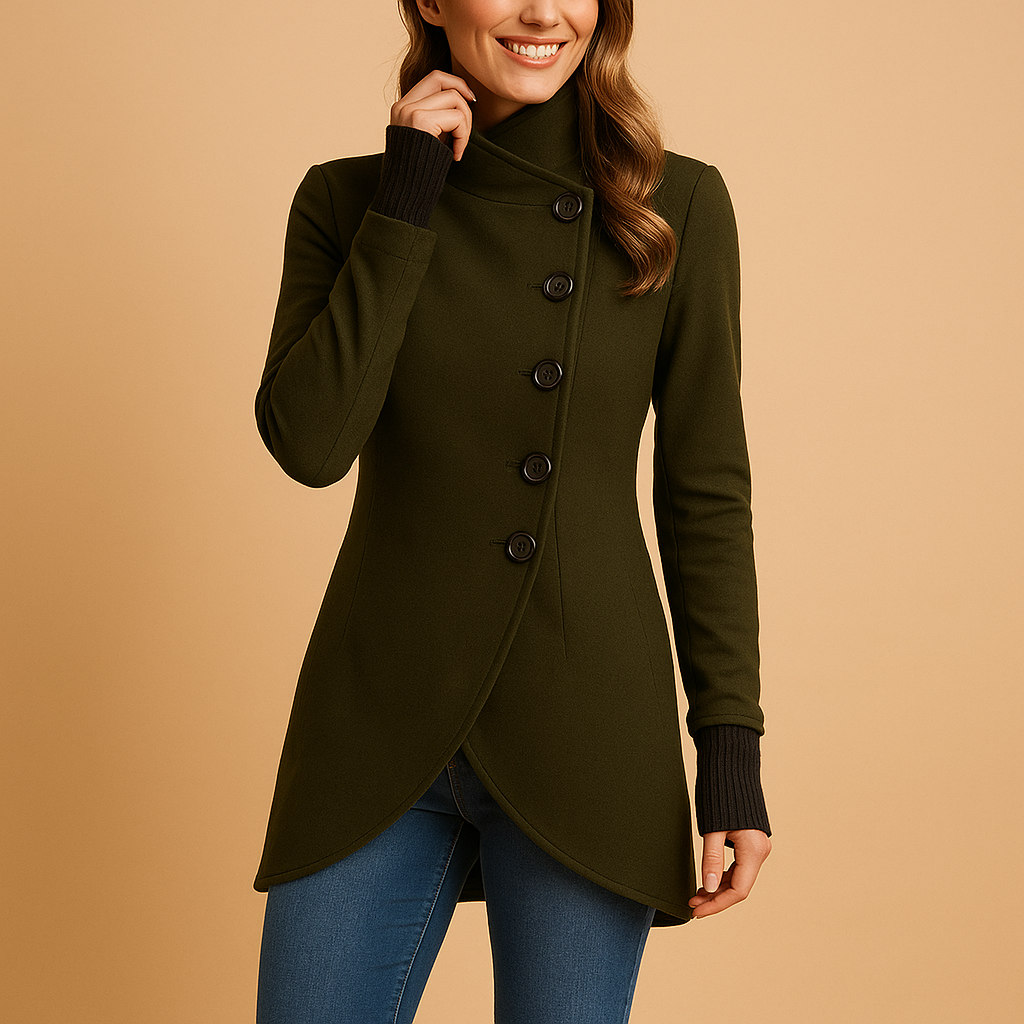 Oversized asymmetrical buttoned jacket for women | Caitriona