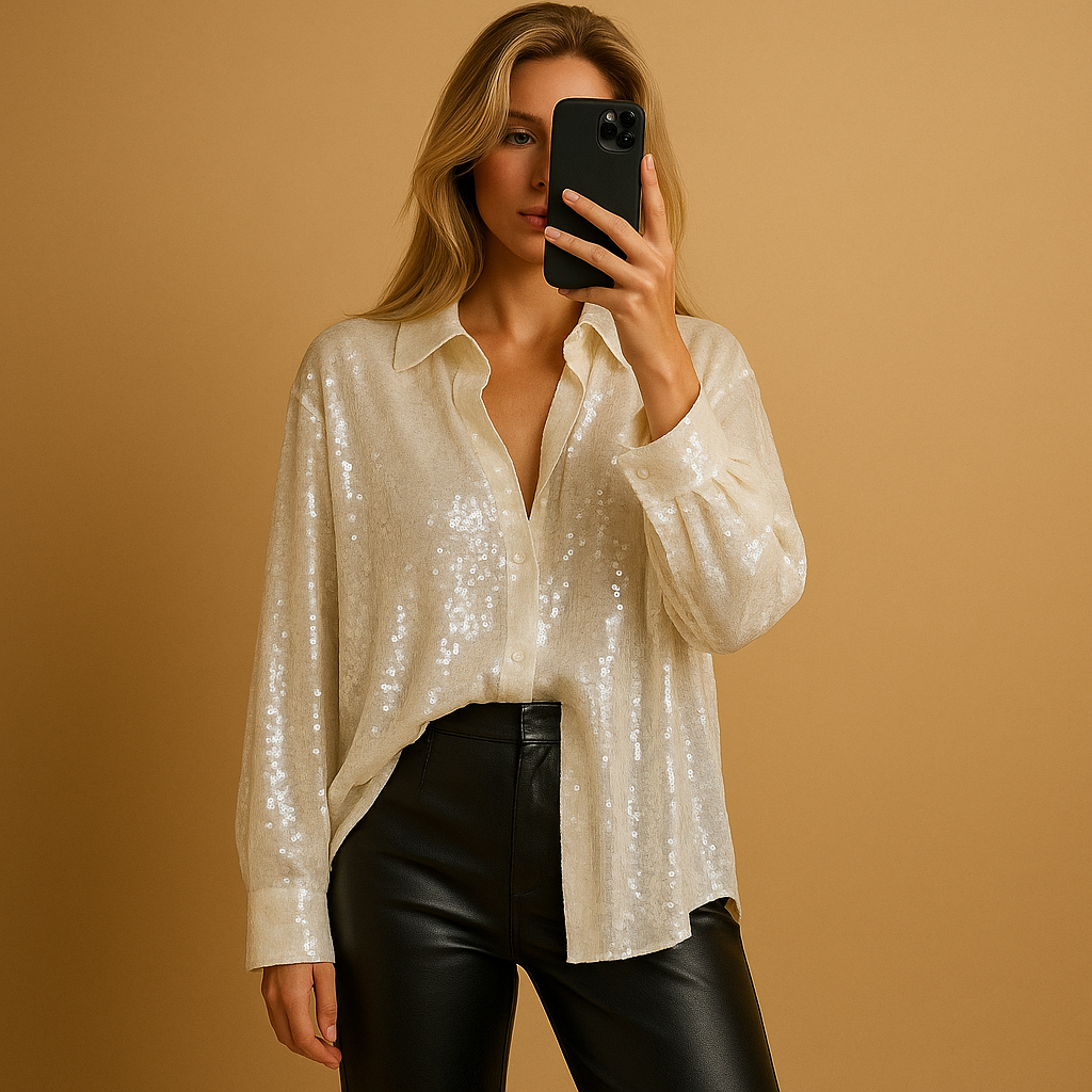 Oversized shiny blouse for women | Hazel