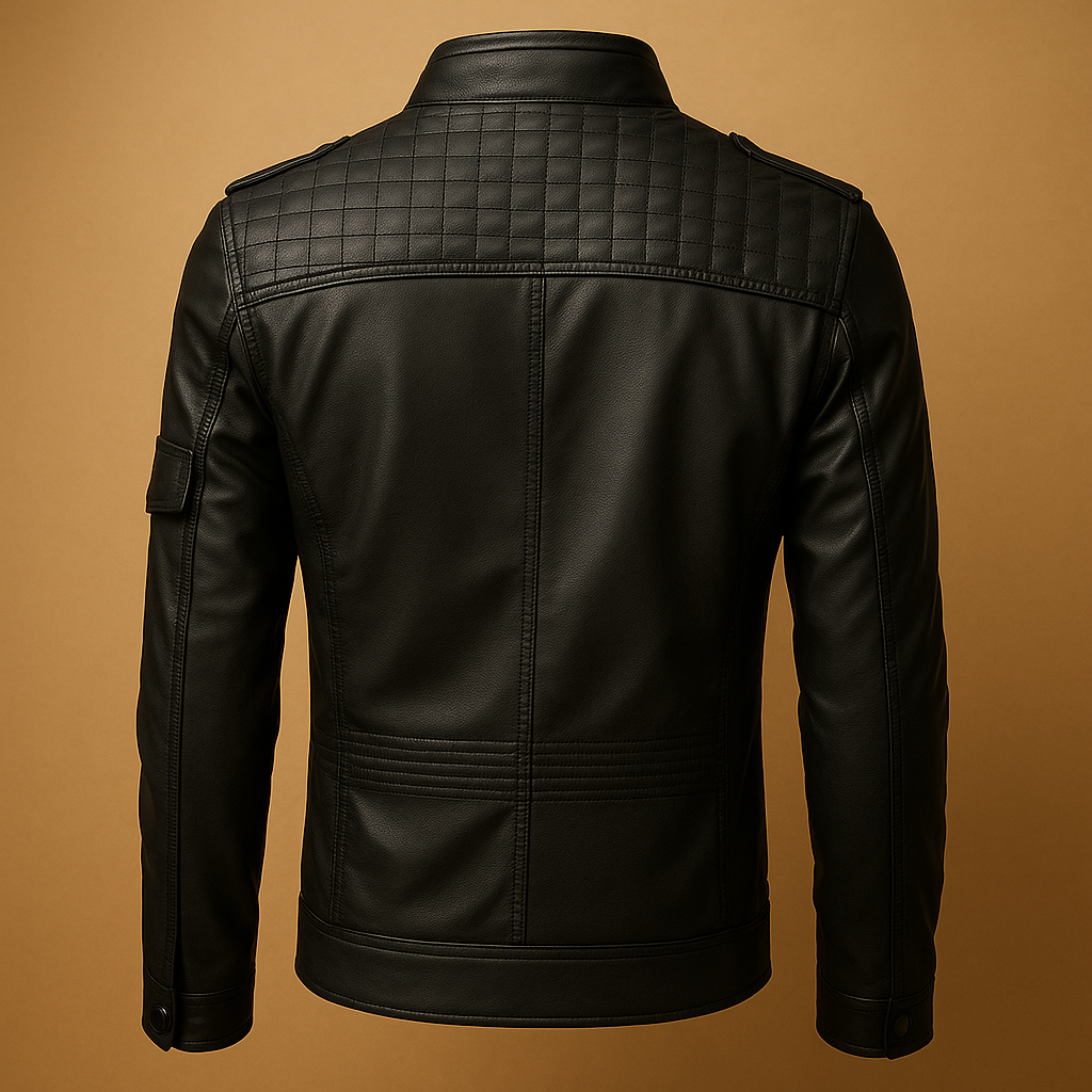 Padded leather jacket with stand collar for men | Franklin
