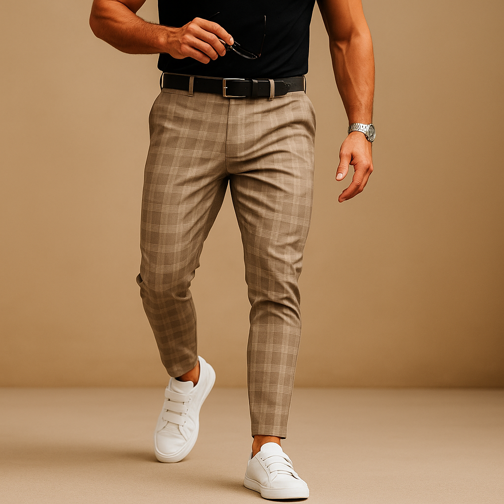 Plaid casual trousers for men | Adrian
