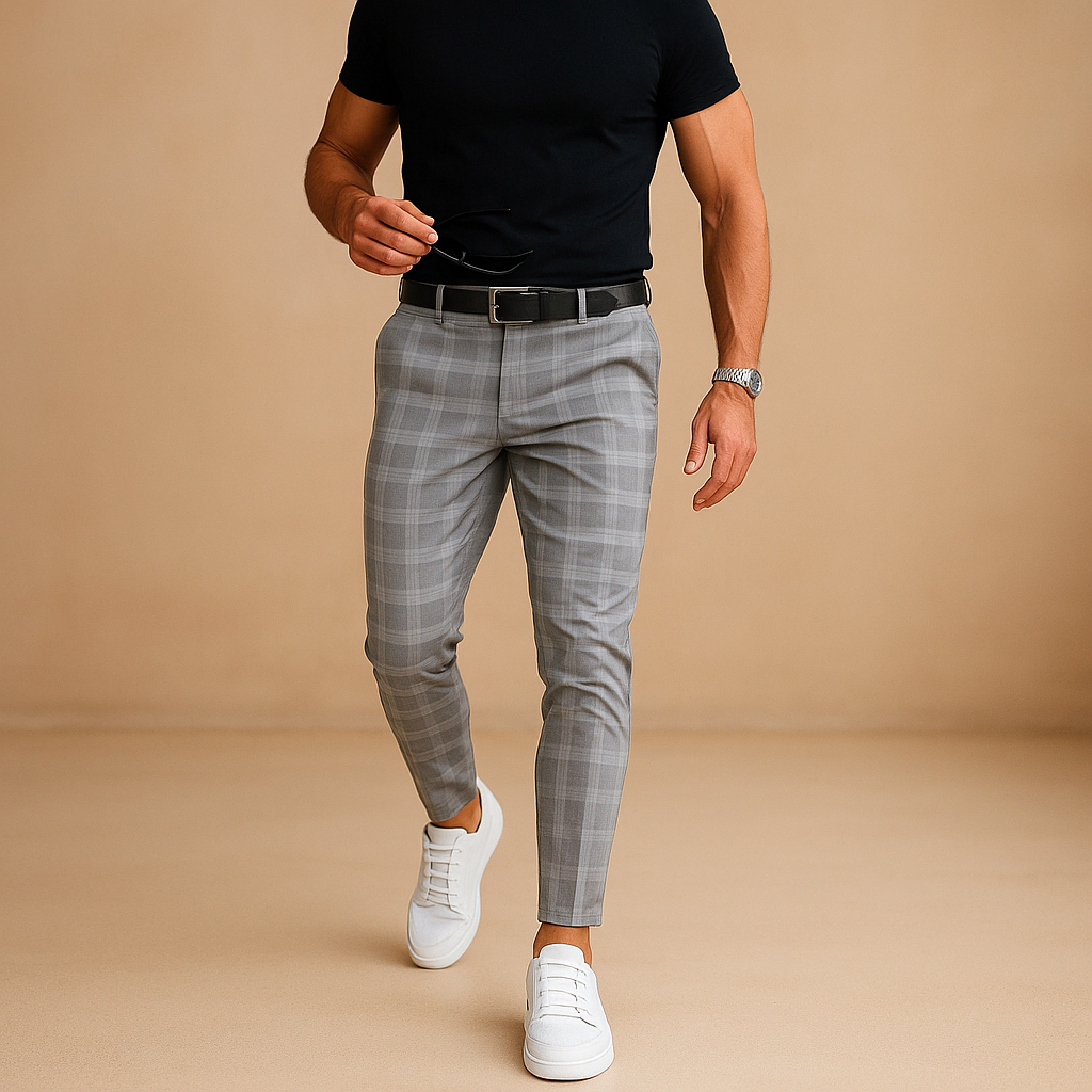 Plaid casual trousers for men | Adrian