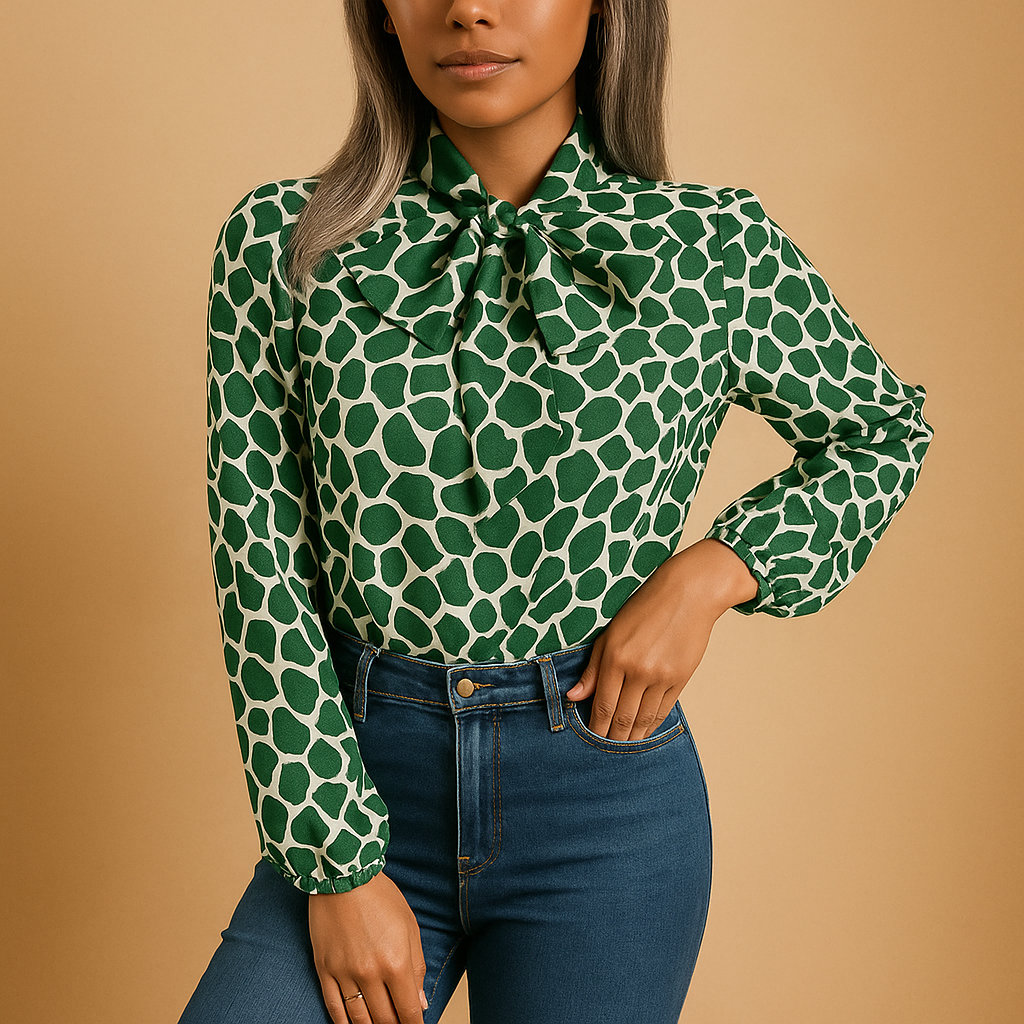 Polka dot blouse with bow detail for women | Clara