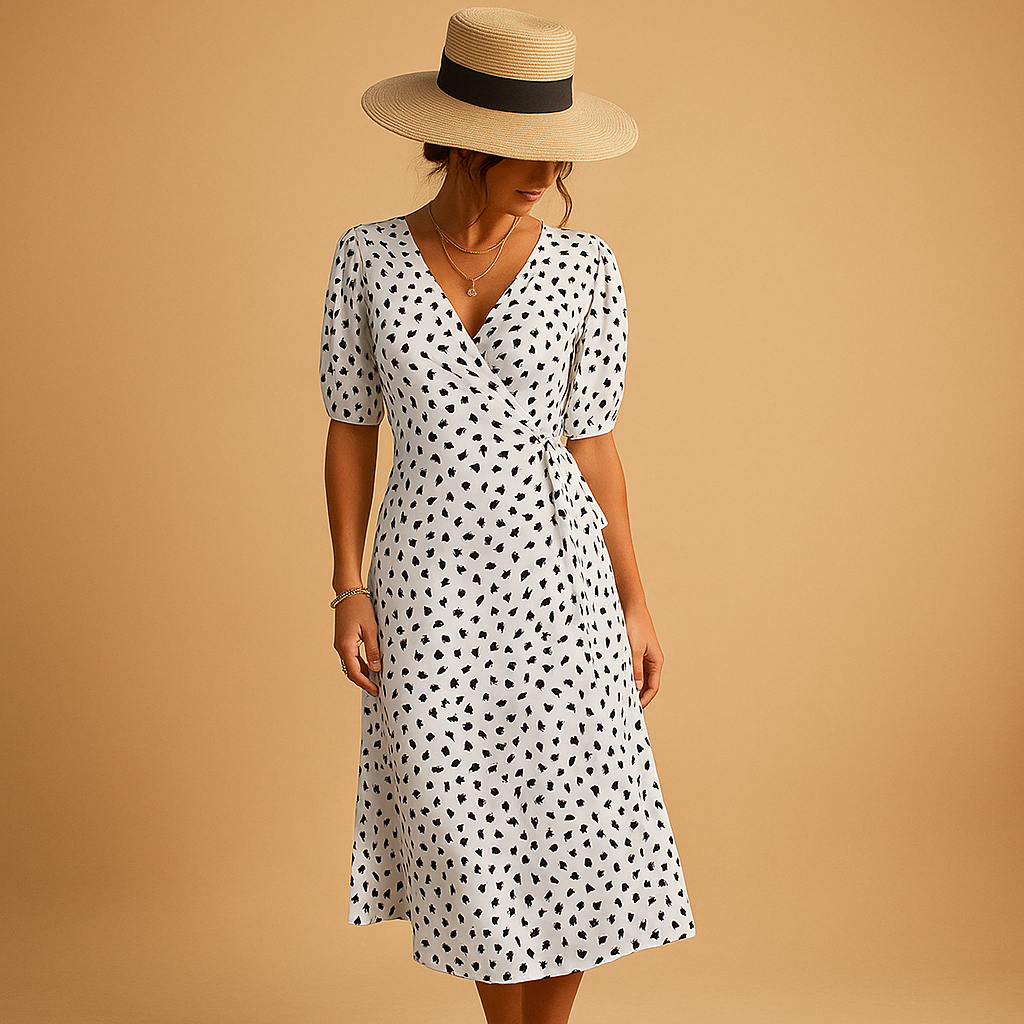 Polka dot summer wrap dress for women | Sophia