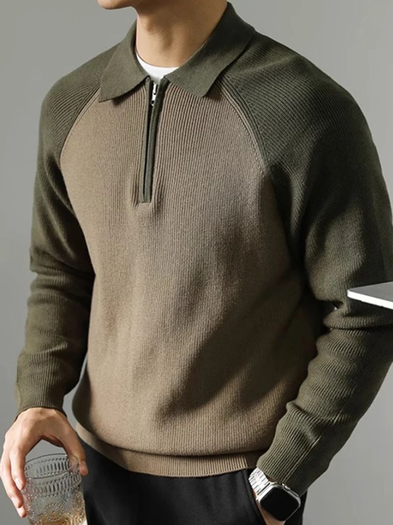 Raglan Quarter Zip Sweater for Men