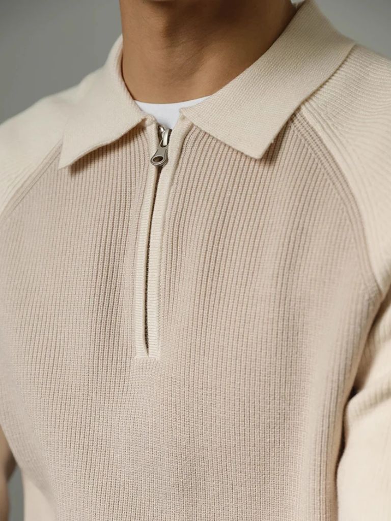 Raglan Quarter Zip Sweater for Men