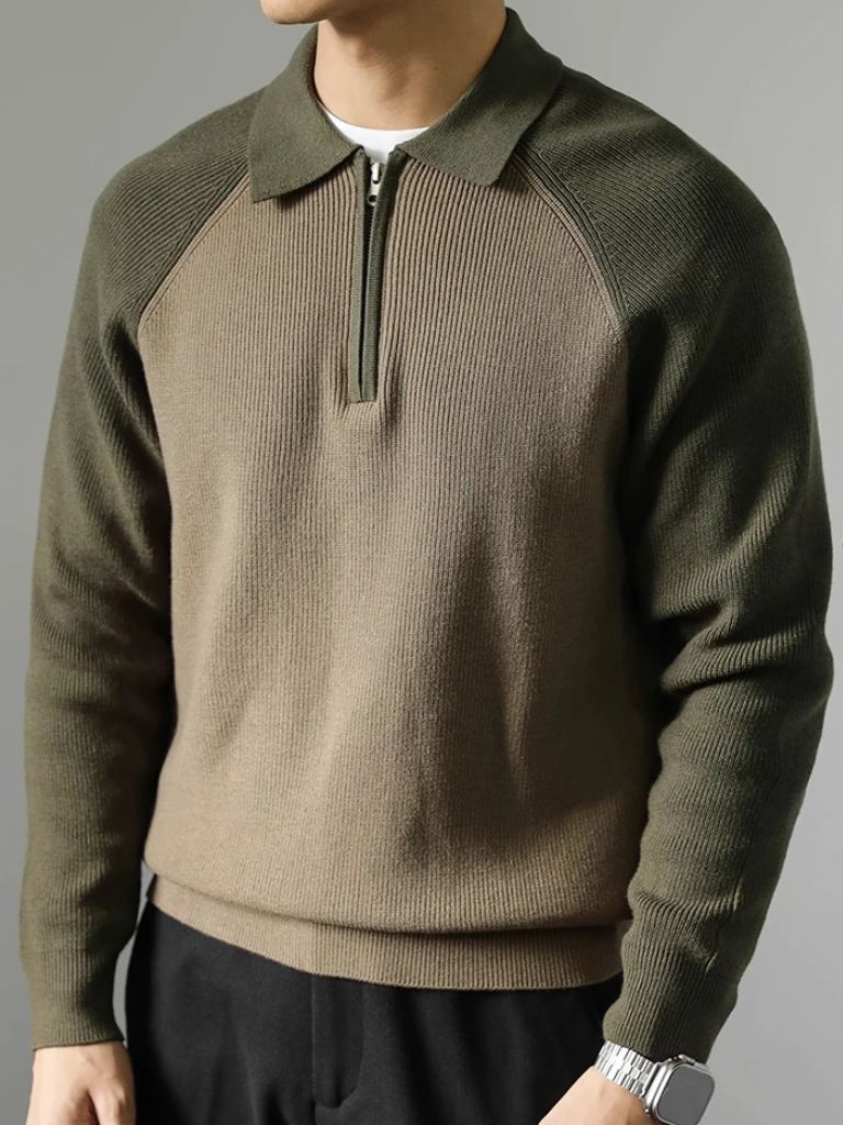 Raglan Quarter Zip Sweater for Men