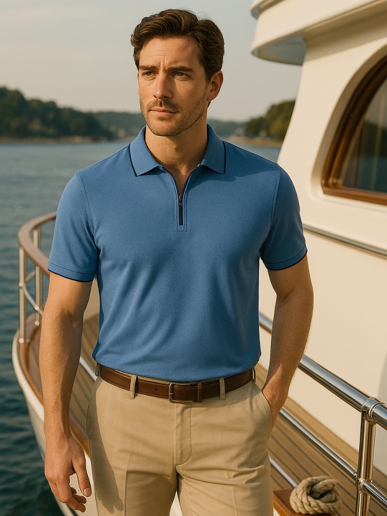 Regis Quarter Zip Polo for Men