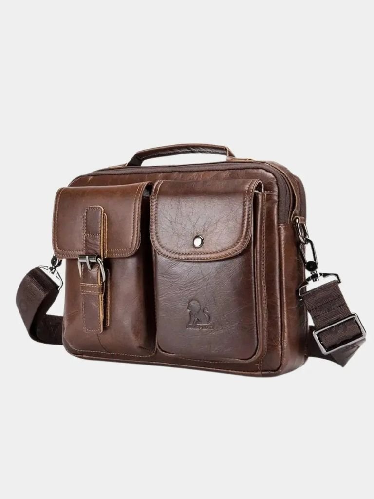 Retro Leather Square Shoulder Bag for Men