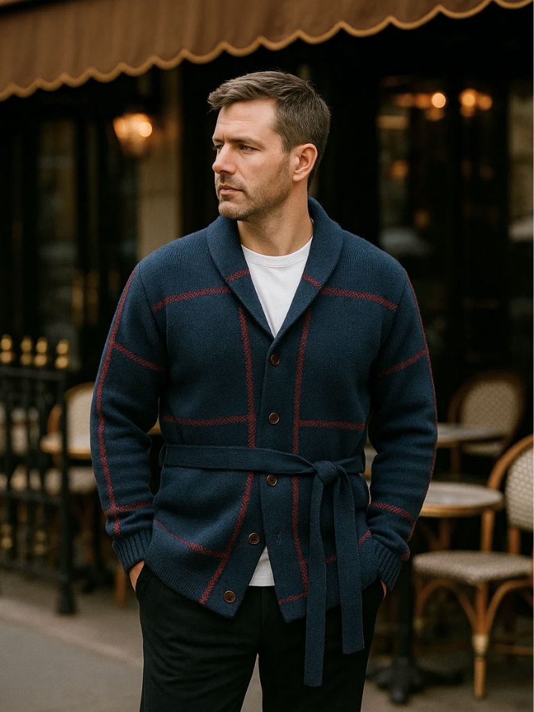 Rome Belted Sweater Coat for Men