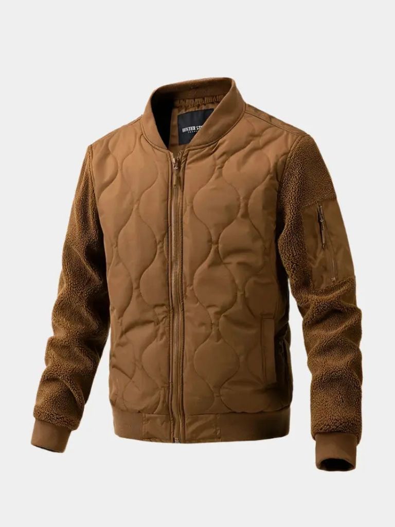 Sherpa Sleeves Padded Bomber Jacket for Men