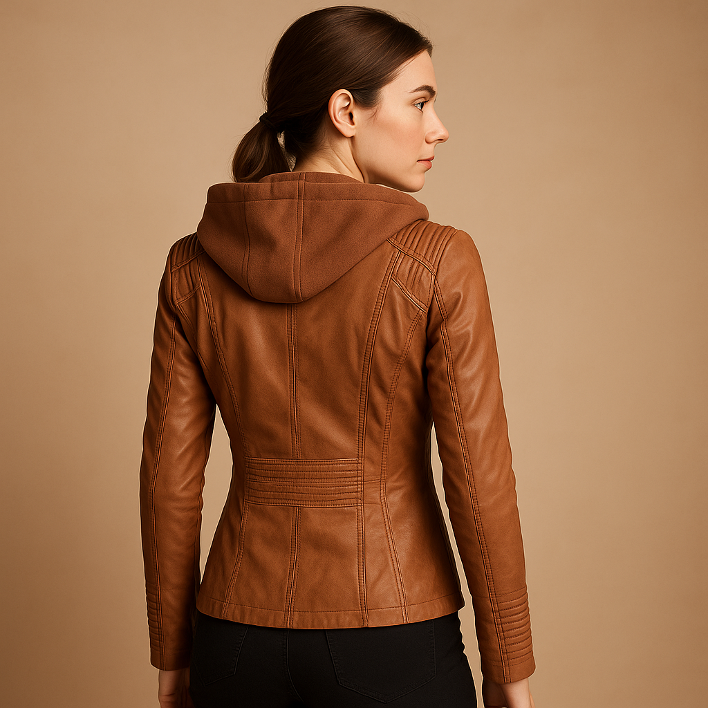 Leather hooded jacket for women | Vanessa