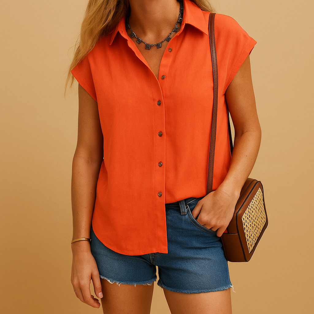 Sleeveless button-down summer shirt for women | Clara