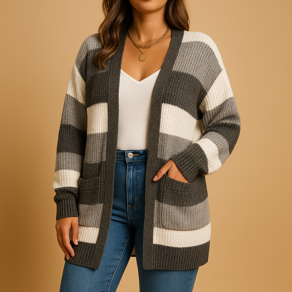 Slim plaid lantern sleeve cardigan for women | Cadence