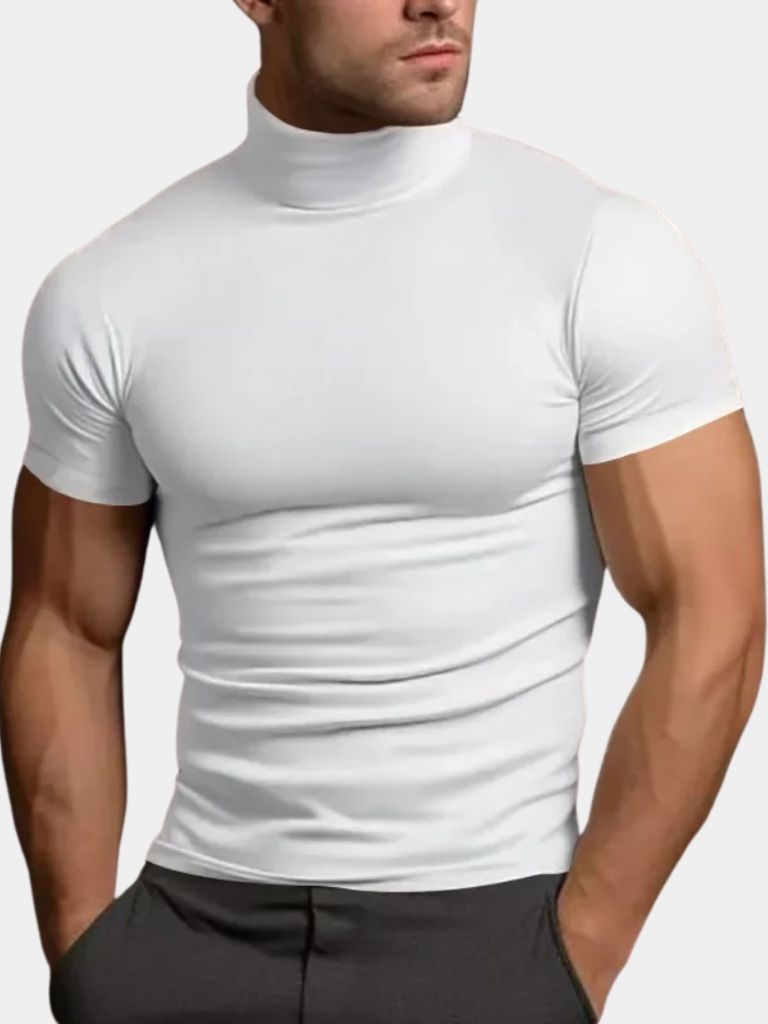 Solid Casual Turtle Neck T-Shirt for Men