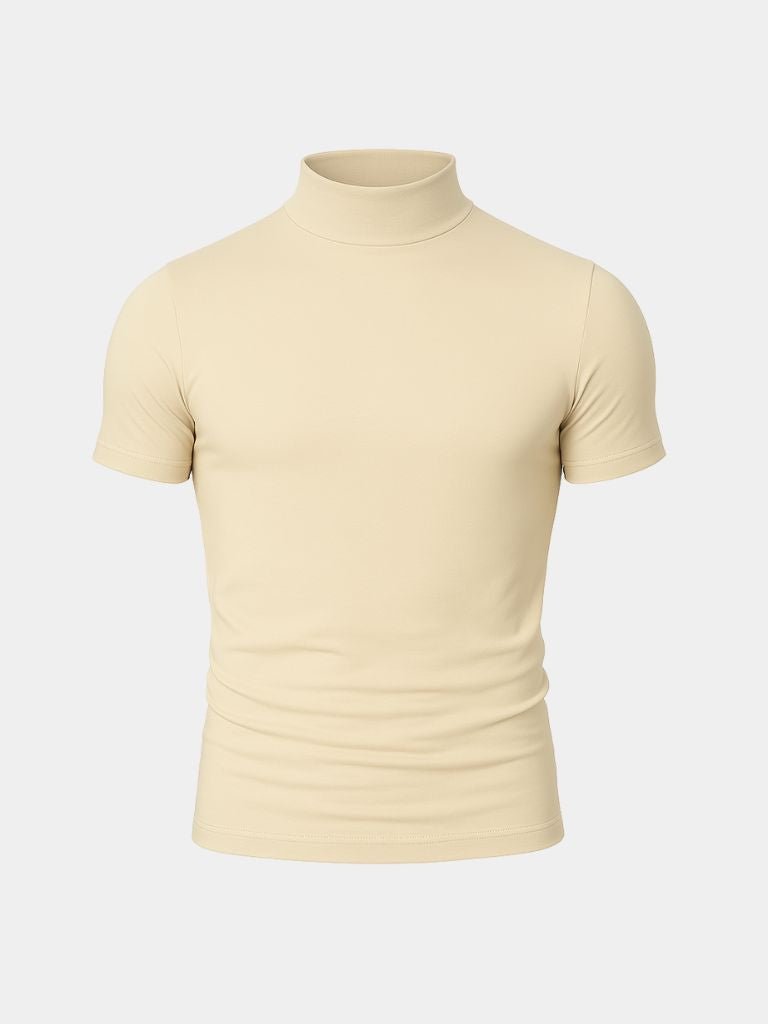 Solid Casual Turtle Neck T-Shirt for Men