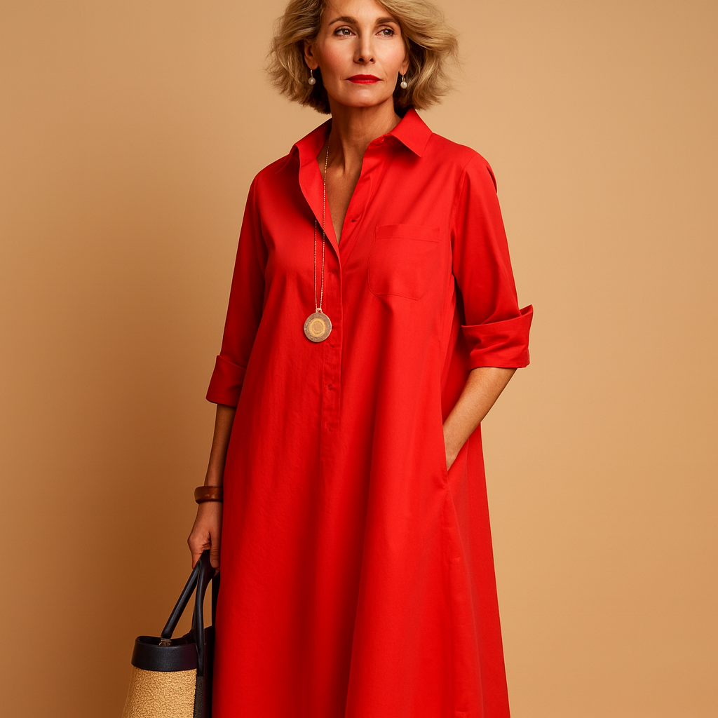 Stretch polo dress with collar for women | Ylva