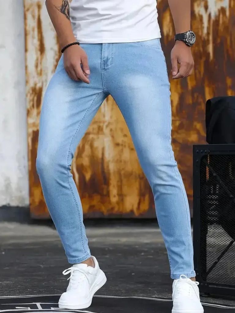 Stretchy Skinny Denim Jeans Trousers for Men
