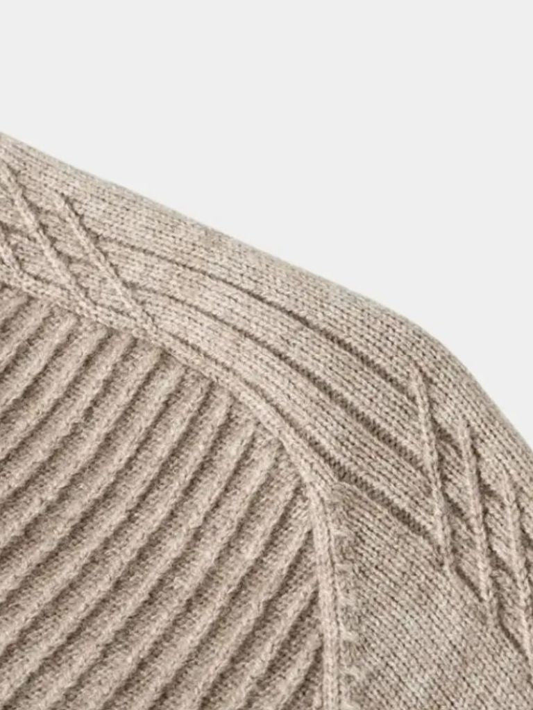 Stripe Quarter Zip Wool Sweater for Men