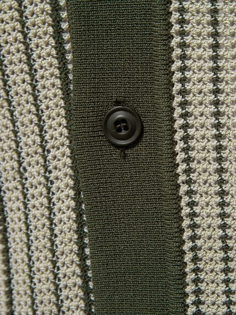 Striped Knit Polo Shirt for Men