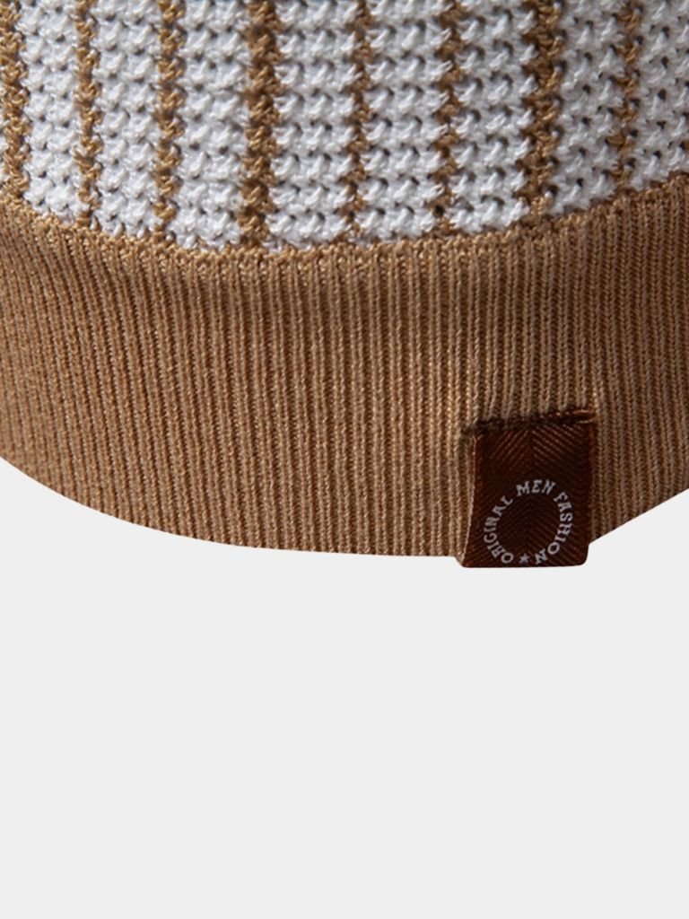 Striped Knit Polo Shirt for Men