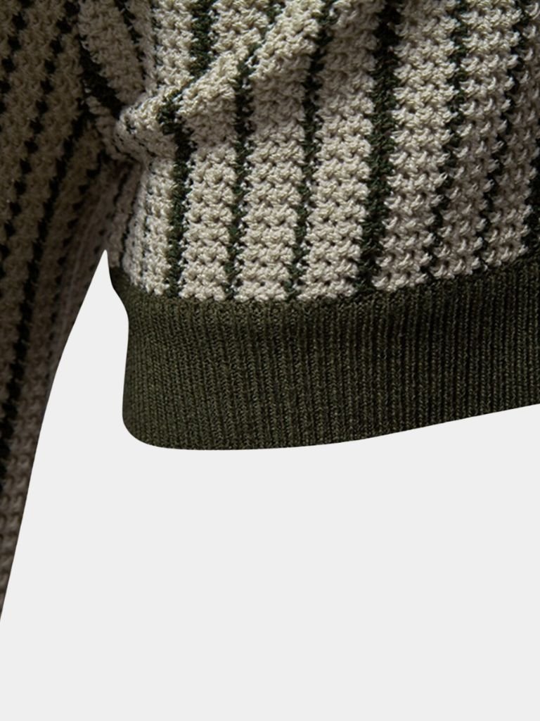 Striped Knit Polo Shirt for Men