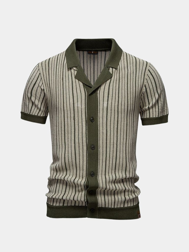 Striped Knit Polo Shirt for Men