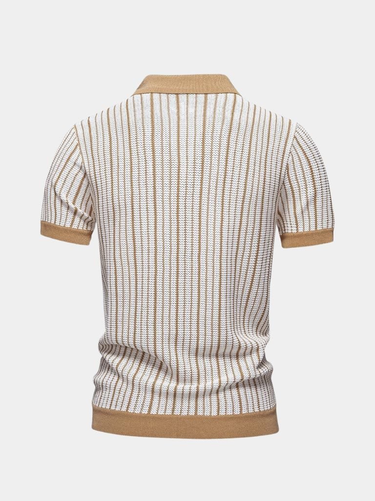 Striped Knit Polo Shirt for Men