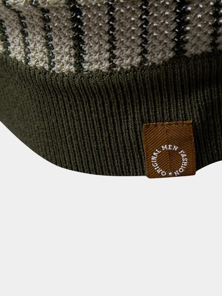 Striped Knit Polo Shirt for Men