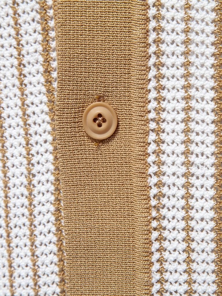 Striped Knit Polo Shirt for Men