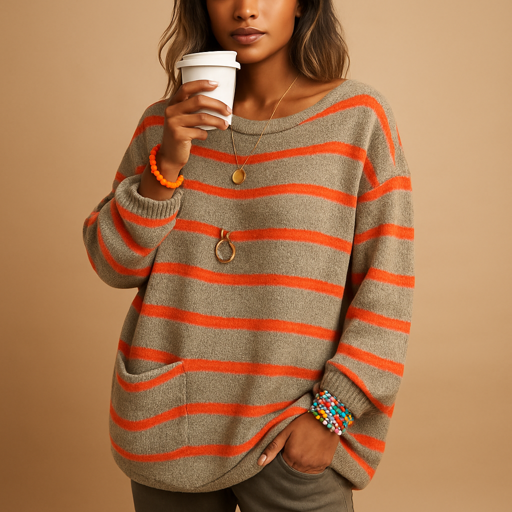 Striped cotton knit sweater for women | Marley