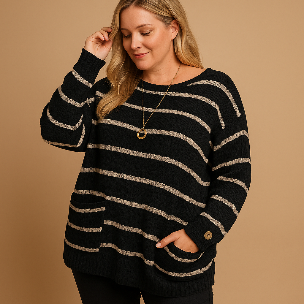 Striped cotton knit sweater for women | Marley