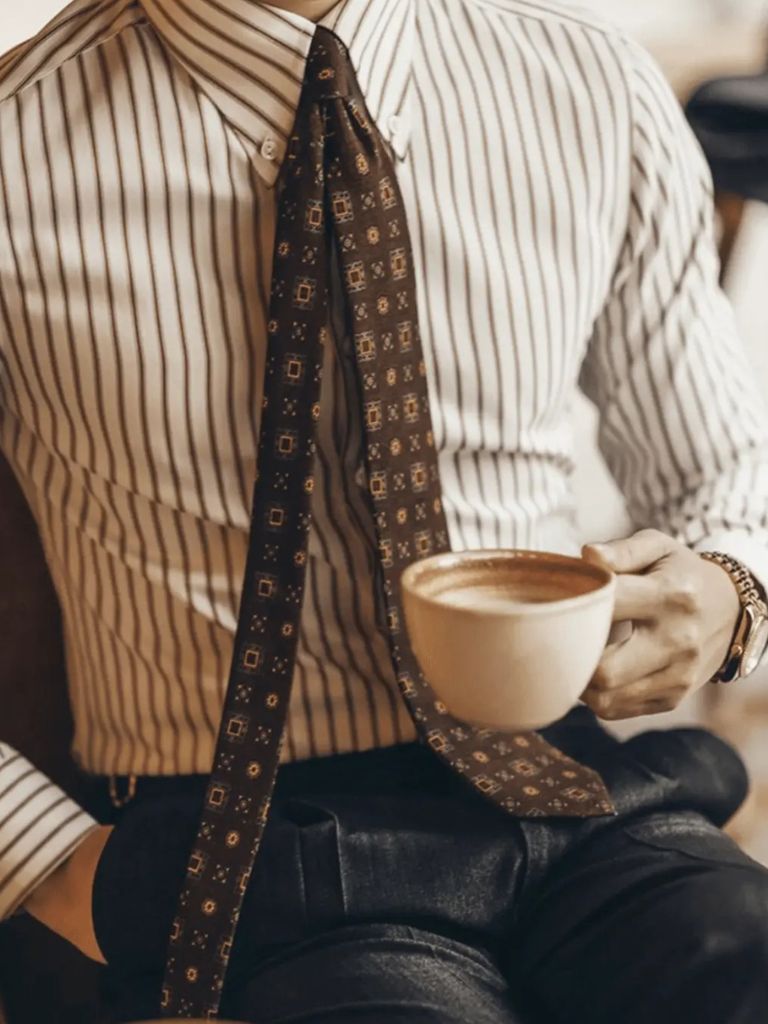 Striped Retro Shirt (Brown) for Men