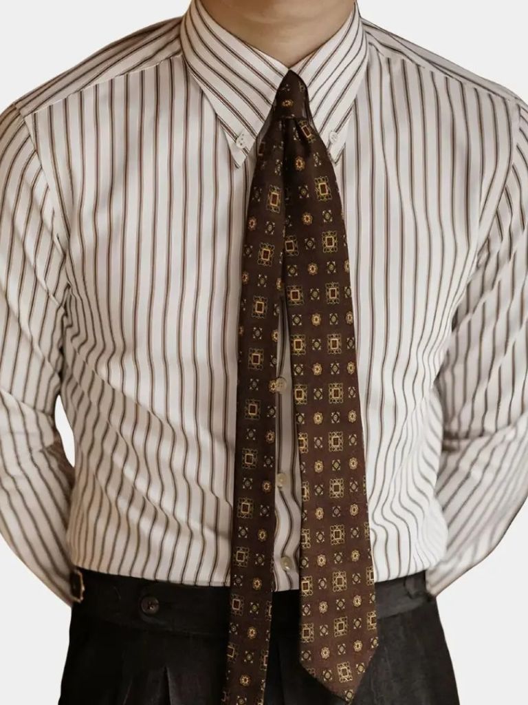 Striped Retro Shirt (Brown) for Men