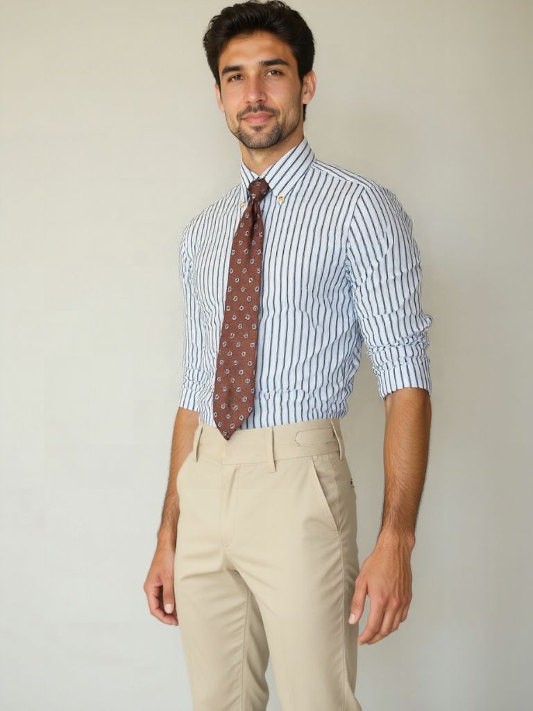 Striped Retro Shirt (Navy) for Men