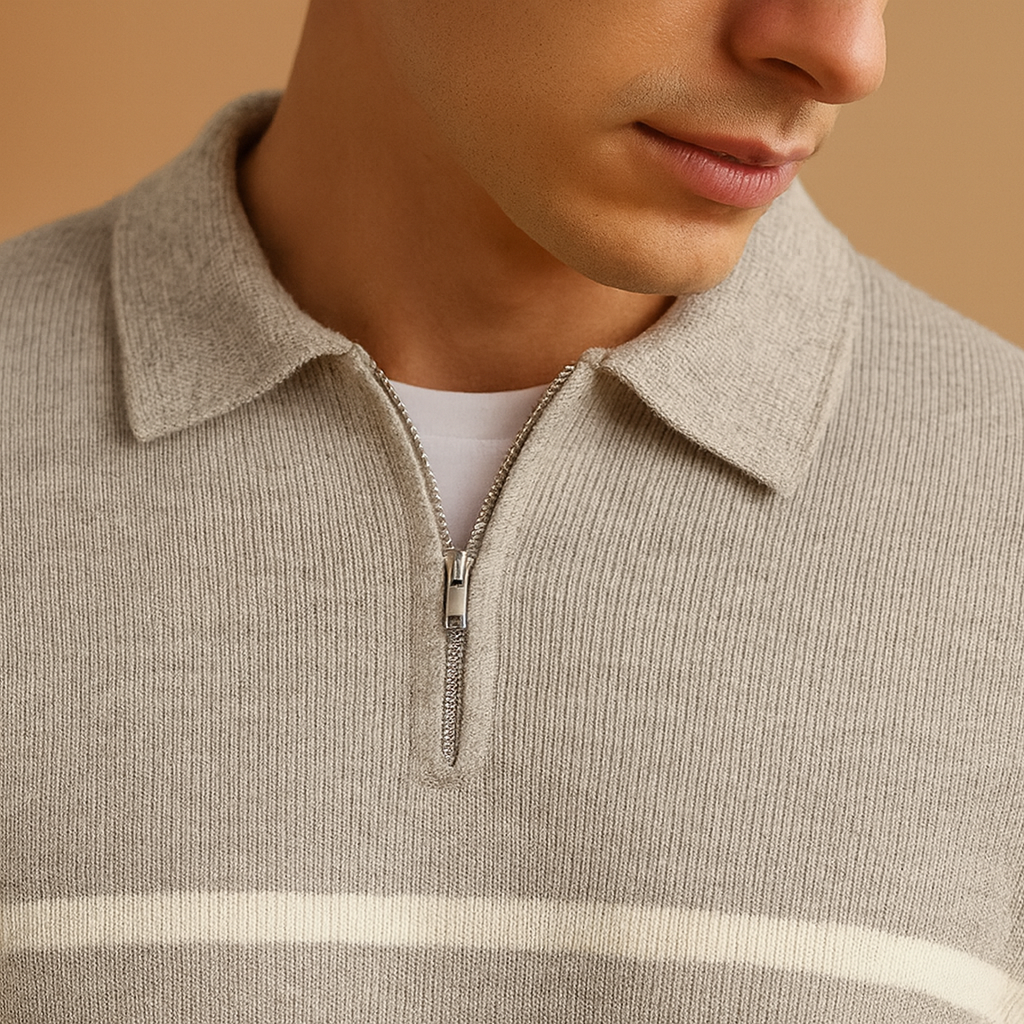 Striped zip sweater for men with half-zip | Adrian